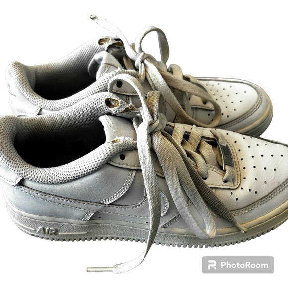 Youth size 4 Nike Air-force ones. Used. All white. - Picture 2 of 7